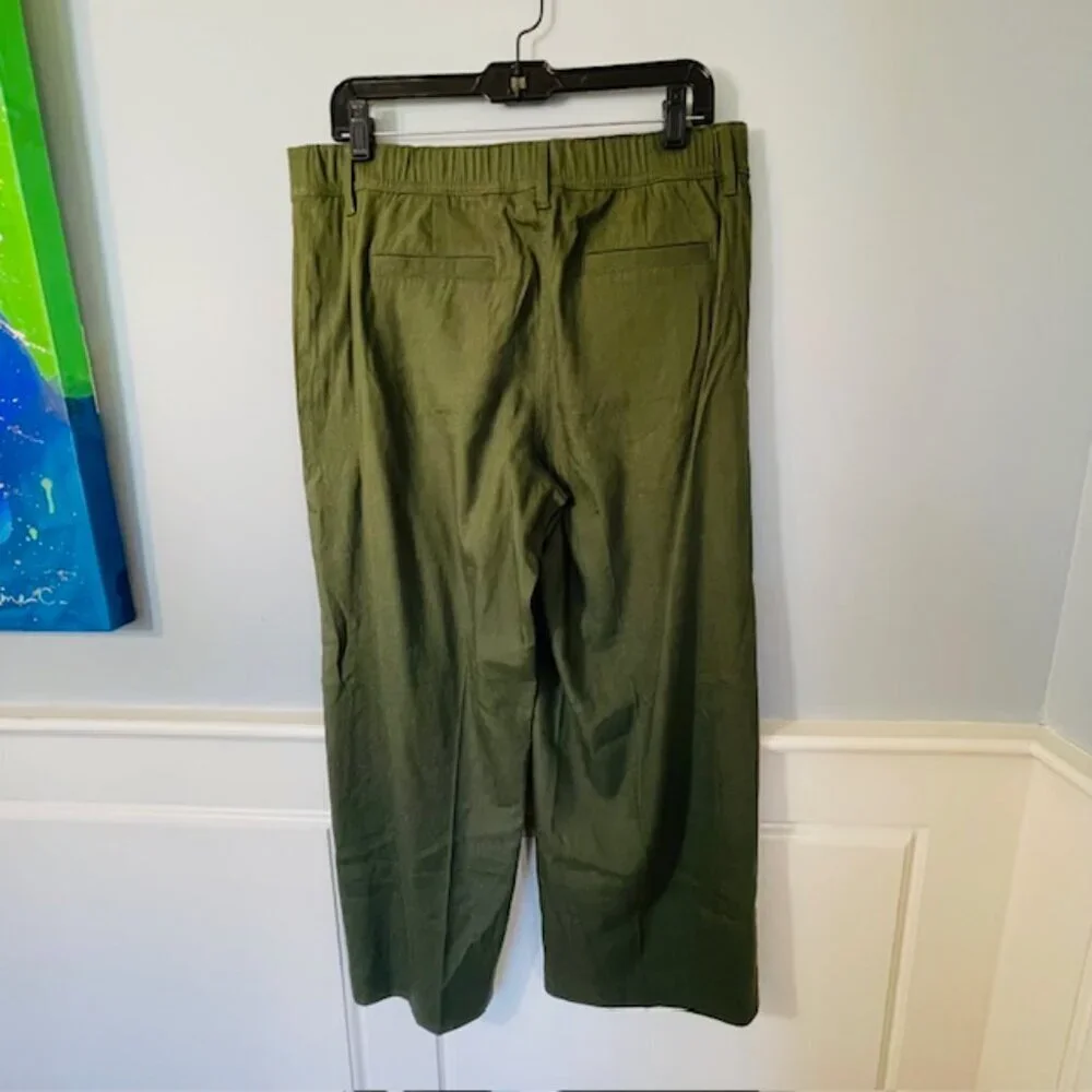 J. Jill Linen-Stretch Wide-Leg Crop in Spanish Moss Size Medium - Picture 6 of 9